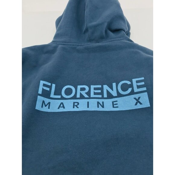 Florence Marine X Sweatshirt Mens Size Large L Blue Surfer Hoodie Fleece Pocket - Picture 3 of 8
